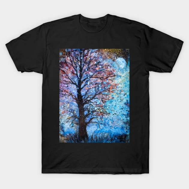 Full moon night and snow T-Shirt by redwitchart